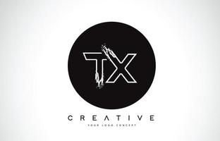 tx création de logo lettre moderne avec monogramme noir et blanc. monogramme de brosse de logo de lettre créative. vecteur