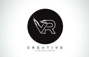 Création de logo lettre vr moderne avec monogramme noir et blanc. monogramme de brosse de logo de lettre créative. vecteur