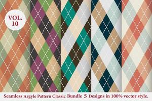 Ensemble de vecteur de motif classique argyle 5 conceptions traditionnelles, fond de texture de tissu