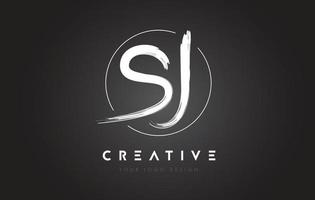 création de logo de lettre de brosse sj. concept de logo de lettres manuscrites artistiques. vecteur