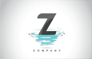 création de logo de lettre z avec des ondulations d'éclaboussures d'eau gouttes de réflexion vecteur