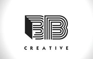 lettre de logo bb avec un design de lignes noires. illustration vectorielle de ligne lettre vecteur