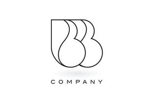 logo de lettre monogramme bb avec contour de contour monogramme noir mince. vecteur de conception de lettre à la mode moderne.