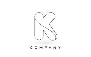 logo de lettre monogramme k avec contour de contour monogramme noir mince. vecteur de conception de lettre à la mode moderne.