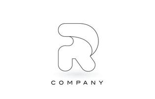 logo de lettre monogramme r avec contour de contour monogramme noir mince. vecteur de conception de lettre à la mode moderne.