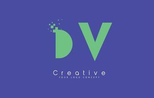 création de logo de lettre dv avec concept d'espace négatif. vecteur