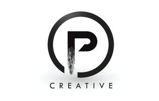 création de logo de lettre de brosse p. logo d'icône de lettres brossées créatives. vecteur
