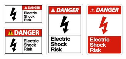 Symbole de risque de choc électrique danger signe sur fond blanc vecteur