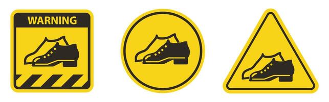 symbole d'avertissement des chaussures fermées sont requises dans le panneau de la zone de fabrication vecteur