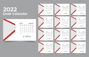 ensemble de modèles de conception de calendrier de bureau 2022 de 12 mois, la semaine commence lundi, conception de papeterie, planificateur de calendrier vecteur