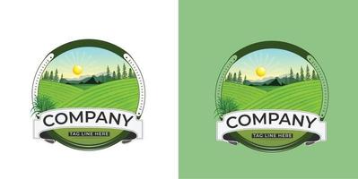 modèle de conception de logo agriculture et naturel vecteur