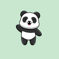 panda mignon agitant l'icône de vecteur de dessin animé à la main illustration. animal icône concept vecteur premium isolé. style de dessin animé plat
