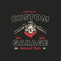 logo de crâne de moto vintage. illustration vectorielle dessinés à la main vecteur