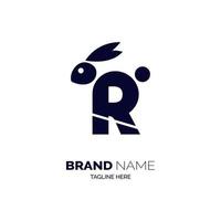 modèle de conception de logo de lapin de lettre r pour la marque ou l'entreprise et autre vecteur