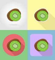 fruits kiwi plats icônes définies avec l&#39;illustration vectorielle ombre vecteur