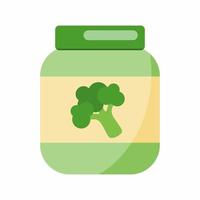 purée de bébé au brocoli. illustration vectorielle avec de la nourriture pour bébé. vecteur