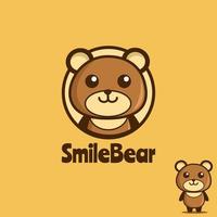 inspiration de conception de logo de mascotte d'ours en peluche mignon vecteur