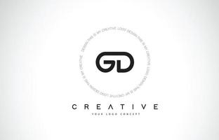 création de logo gd gd avec vecteur de lettre de texte créatif noir et blanc.