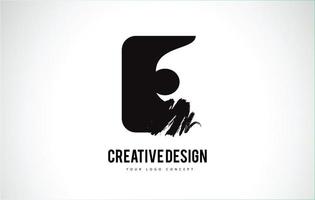 e lettre logo design pinceau coup de peinture. coup de pinceau noir artistique. vecteur