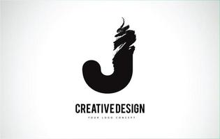 j lettre logo design pinceau coup de peinture. coup de pinceau noir artistique. vecteur