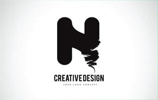 n lettre logo design pinceau coup de peinture. coup de pinceau noir artistique. vecteur