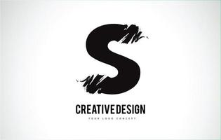 s lettre logo design pinceau coup de peinture. coup de pinceau noir artistique. vecteur