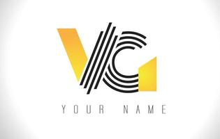logo de lettre de lignes noires vg. modèle de vecteur de lettres de ligne créative.