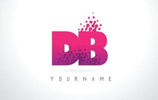 logo de lettre db db avec couleur violet rose et conception de points de particules. vecteur