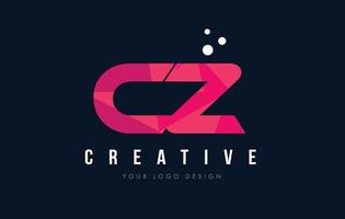 cz cz lettre logo avec concept de triangles roses violet low poly vecteur