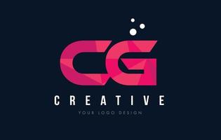 logo de lettre cg cg avec concept de triangles roses violet low poly vecteur