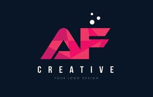 af af lettre logo avec concept de triangles roses violet low poly vecteur