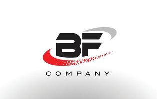 création de logo de lettre moderne bf avec swoosh en pointillé rouge vecteur