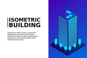 ville intelligente ou concept de vecteur isométrique de bâtiment intelligent. Bâtiments d'infrastructure d'urbanisme et de développement de la ville intelligente moderne