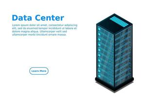 mainframe, serveur alimenté, concept de haute technologie, centre de données, stockage de données en nuage vecteur