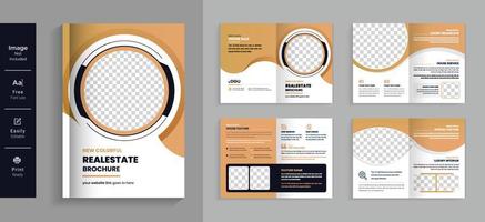 modèle de conception de brochure d'entreprise professionnelle colorée 08 pages immobilier. disposition moderne et créative pour une utilisation polyvalente vecteur