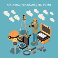 concept isométrique d'exploration de la terre géologie vecteur