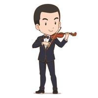 personnage de dessin animé de musicien jouant du violon. vecteur