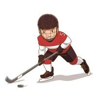 personnage de dessin animé de joueur de hockey. vecteur