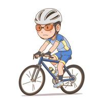 personnage de dessin animé de garçon cycliste. vecteur