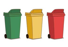 vecteur d'objet poubelle vert, jaune et rouge.