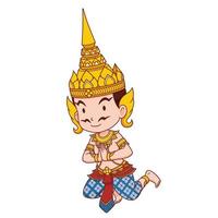 personnage de dessin animé du mâle ange traditionnel thaïlandais. vecteur