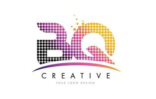 création de logo de lettre bq bq avec points magenta et swoosh vecteur