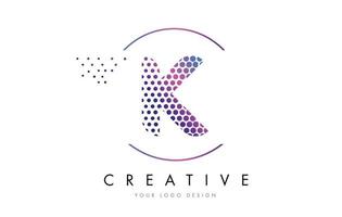k rose magenta en pointillé bulle lettre logo design vecteur