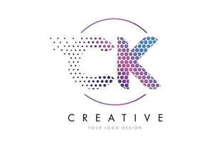 ck ck rose magenta en pointillé bulle lettre vecteur de conception de logo