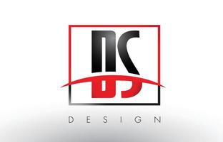 lettres du logo ds ds avec des couleurs rouges et noires et swoosh. vecteur