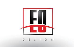 eo eo logo lettres avec des couleurs rouges et noires et swoosh. vecteur