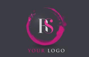 rs lettre logo concept de brosse splash violet circulaire. vecteur