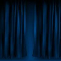 rideau de velours bleu coloré réaliste plié. option rideau à la maison au cinéma. illustration vectorielle vecteur
