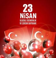 23 avril, journée des enfants, langue turque 23 nisan cumhuriyet bayrami. illustration vectorielle vecteur
