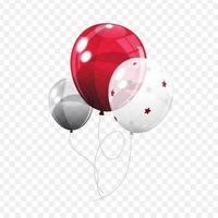 groupe de ballons d'hélium brillants de couleur isolés sur fond transparent. ensemble d'argent, bleu, blanc avec des ballons de confettis pour anniversaire, anniversaire, décorations de fête. vecteur